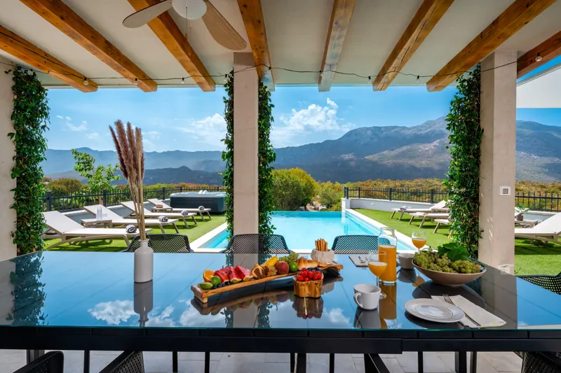 Breakfast on the covered terrace
