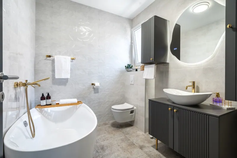 Family bathroom with bath and vanity