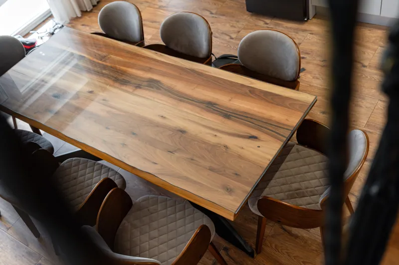 Wooden dining table and chairs